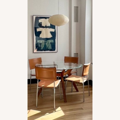 Used Mid-Century Modern Kitchen Table Glass and Wood for sale on AptDeco