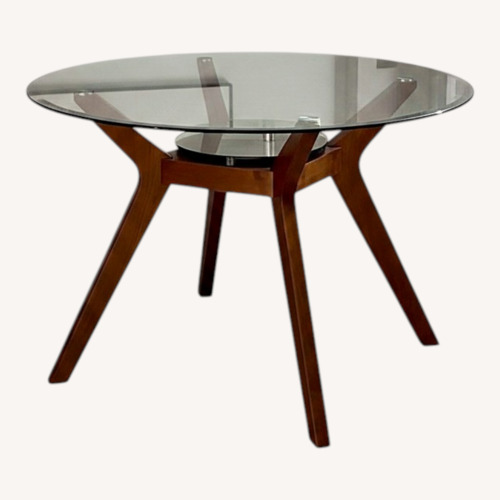 Used Mid-Century Modern Kitchen Table Glass and Wood for sale on AptDeco