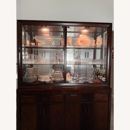 Used Ashley Furniture Dark Brown Wood Sideboard for sale on AptDeco