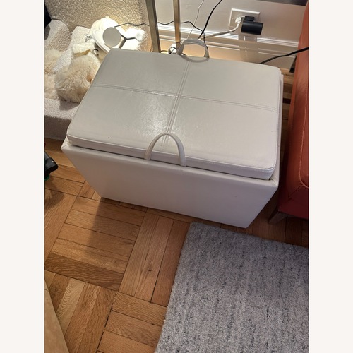 Used Saribel 22.75" Wide Faux Leather Rectangle Ottoman for sale on AptDeco
