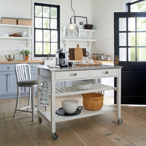 Used Crate & Barrel White Kitchen Island for sale on AptDeco