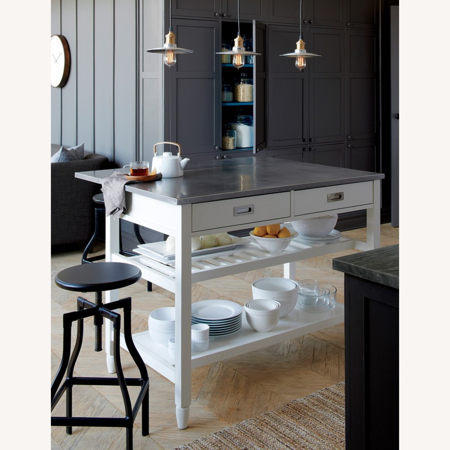 Crate & Barrel White Kitchen Island - image-2