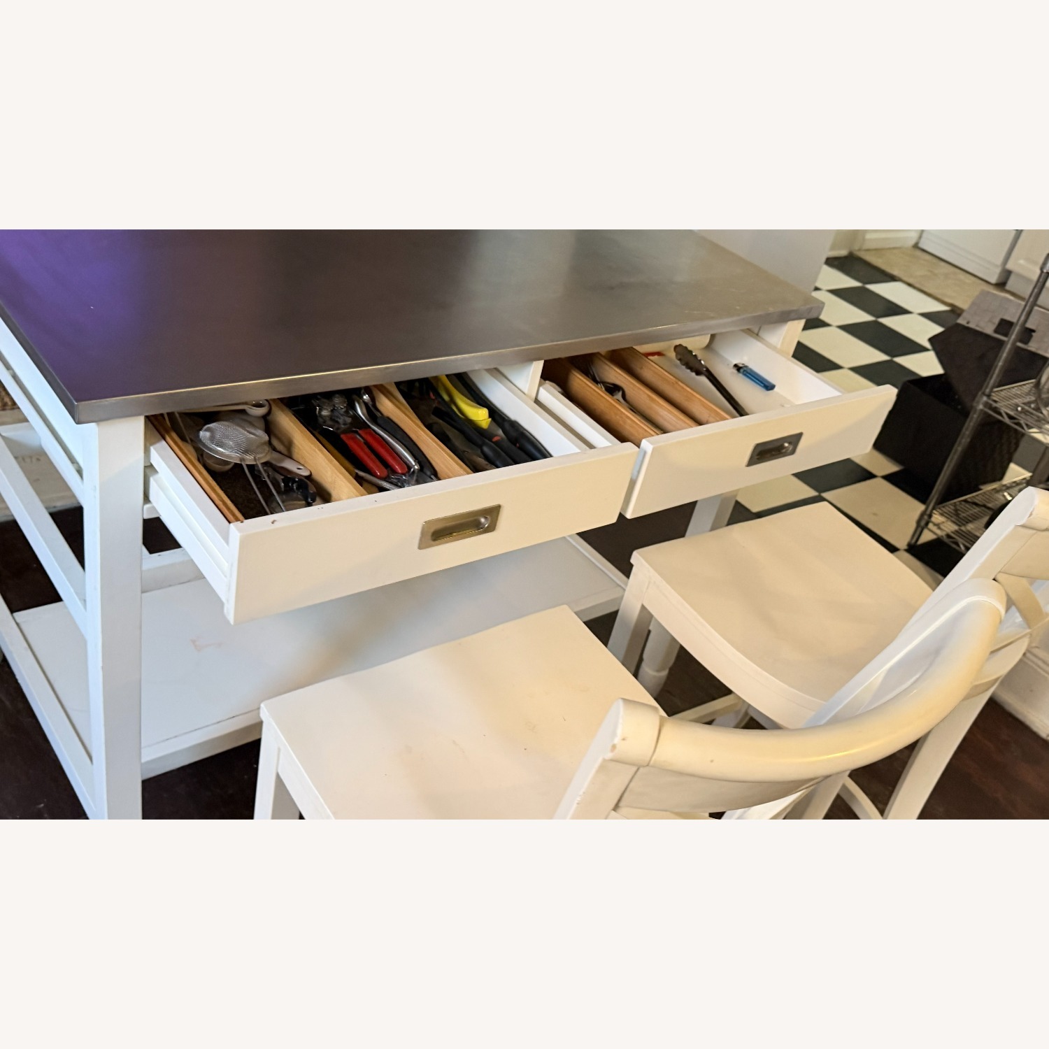 Crate & Barrel White Kitchen Island - image-19