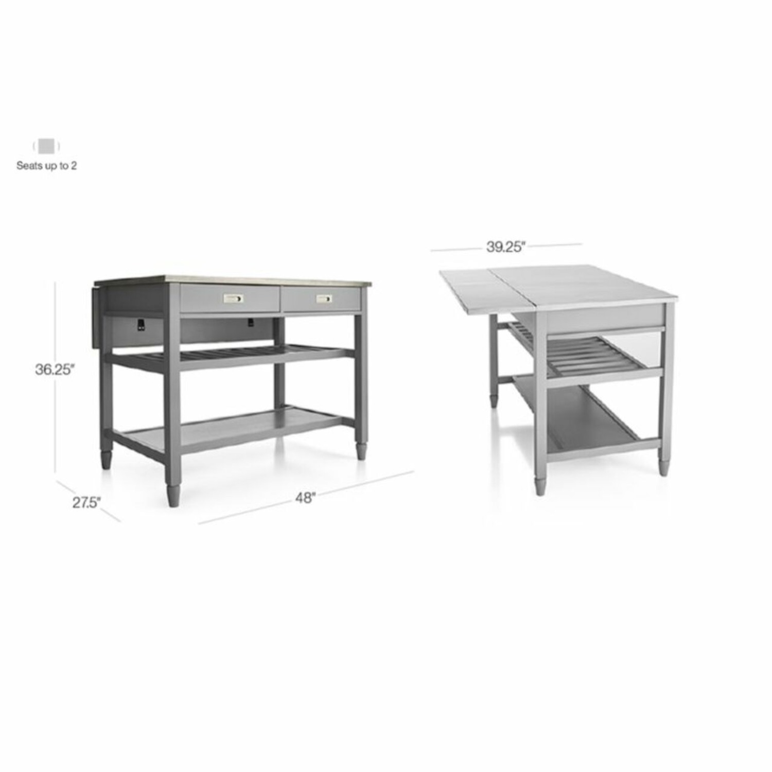 Crate & Barrel White Kitchen Island - image-4