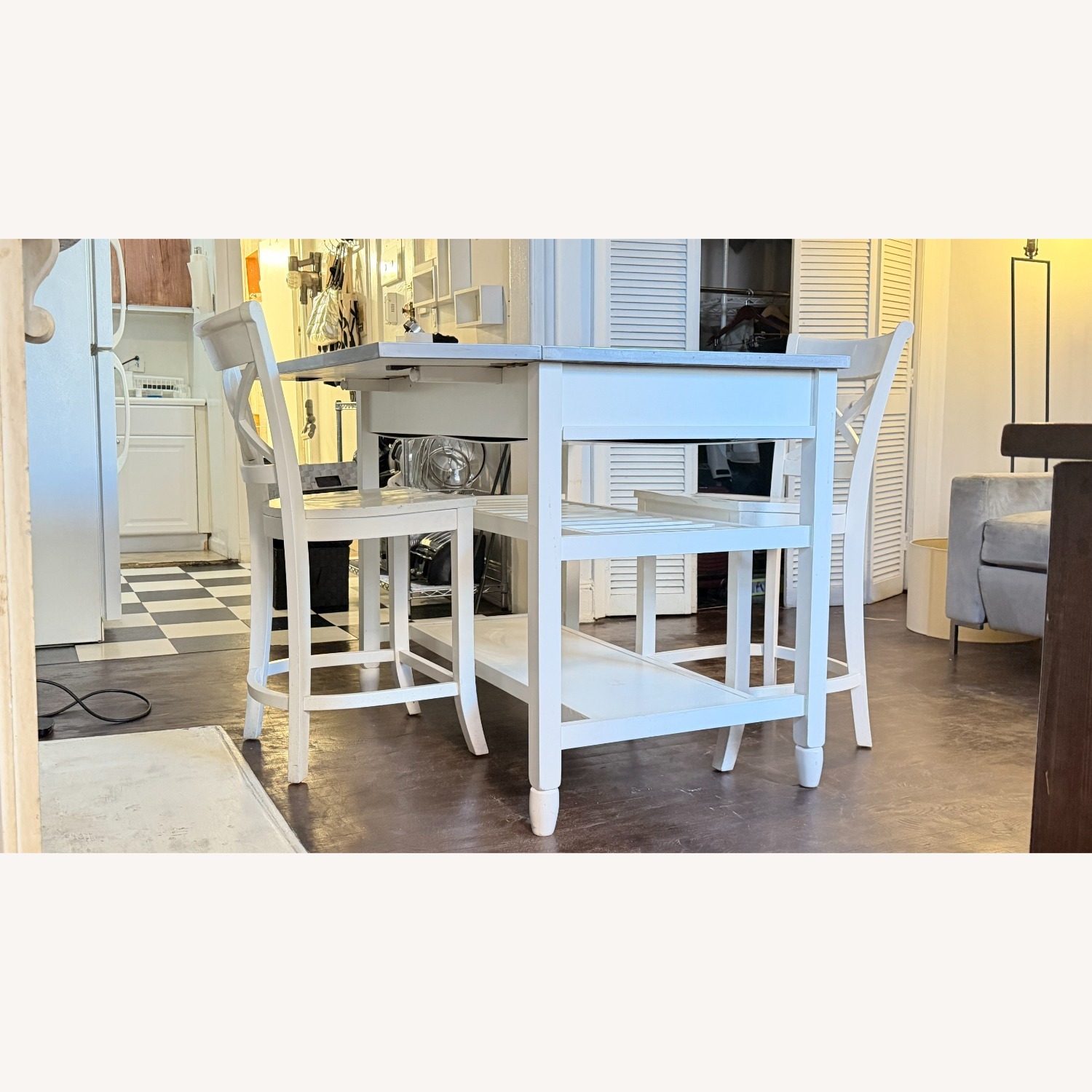 Crate & Barrel White Kitchen Island - image-6
