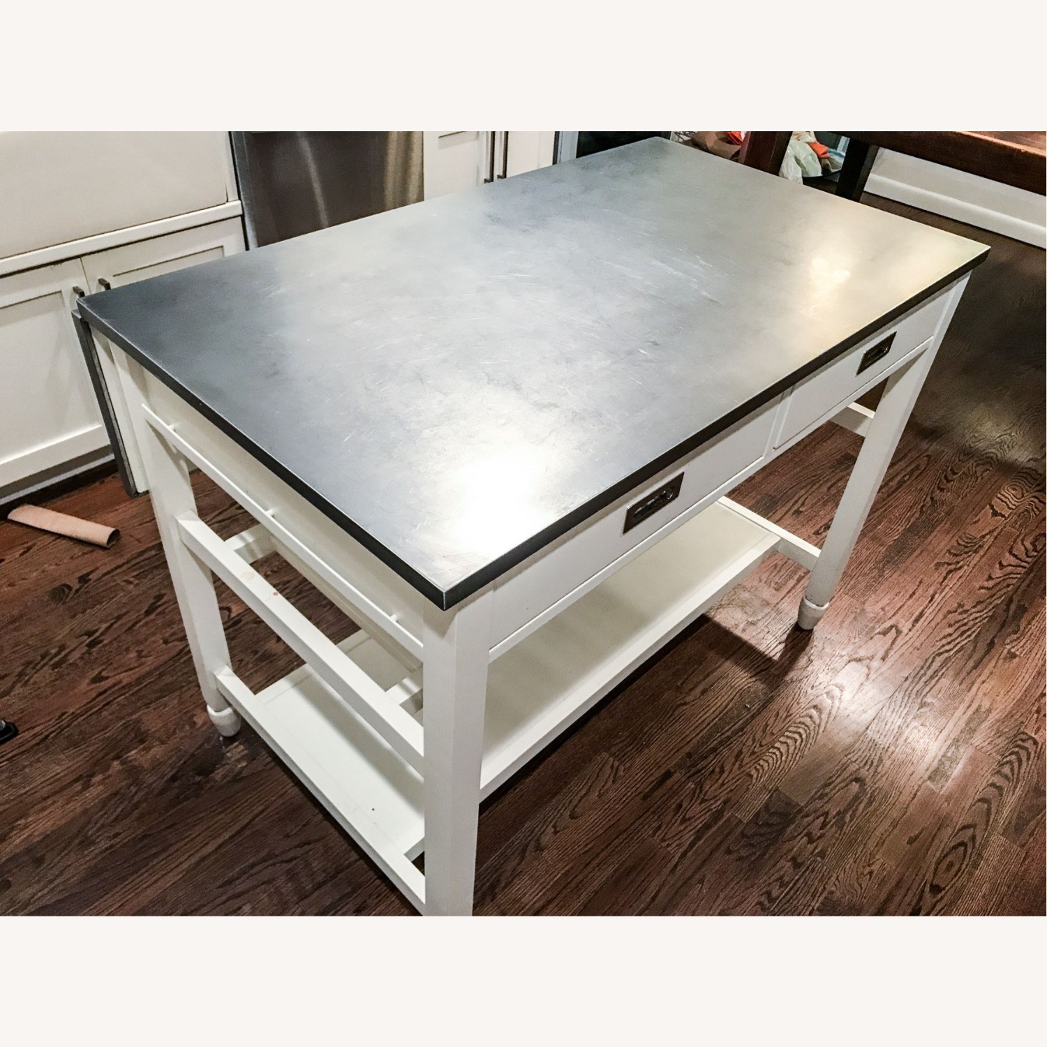 Crate & Barrel White Kitchen Island - image-3