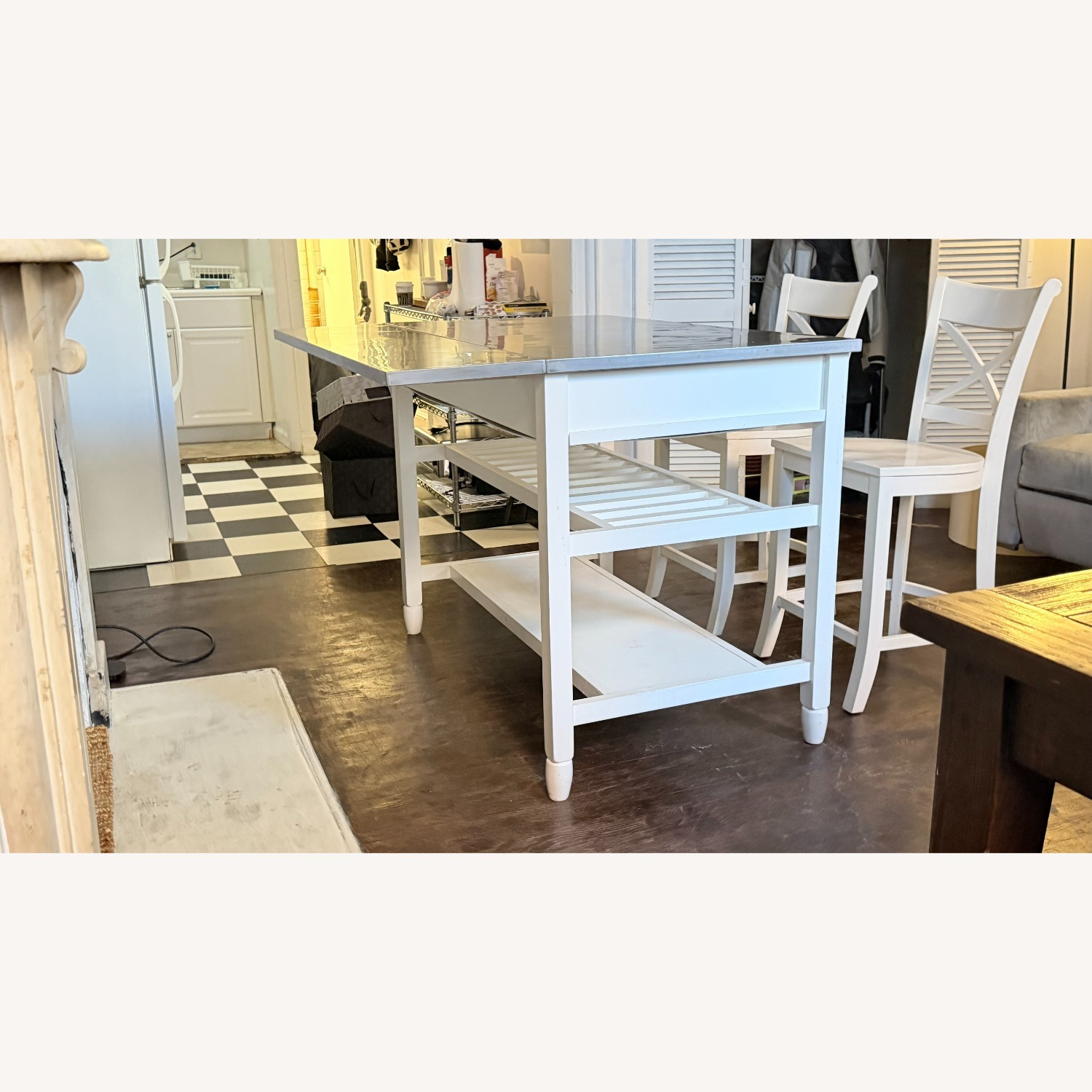Crate & Barrel White Kitchen Island - image-23