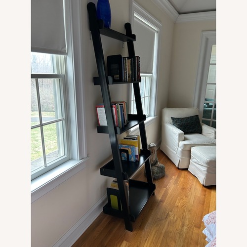 Used Crate & Barrel Sloane Leaning Bookcase – Espresso for sale on AptDeco