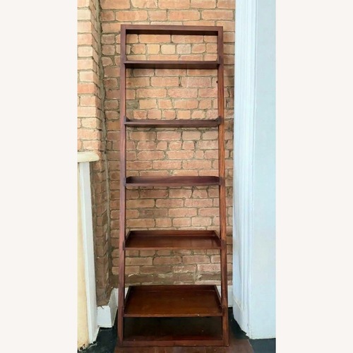 Used Crate & Barrel Sloane Leaning Bookcase – Espresso for sale on AptDeco