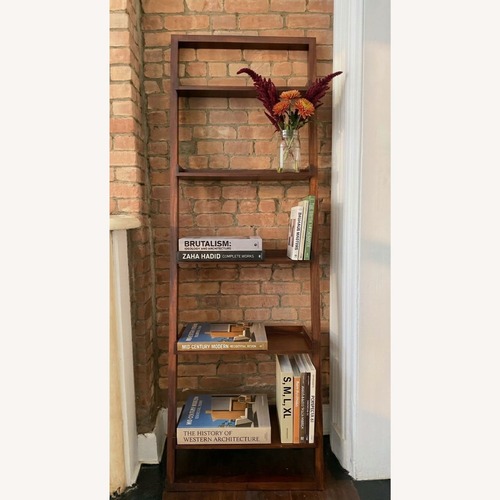 Used Crate & Barrel Sloane Leaning Bookcase – Espresso for sale on AptDeco