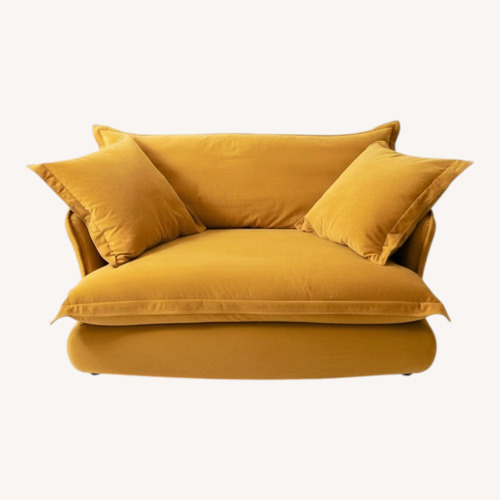 Used Vintage/Antique Yellow Velvet Loveseat for sale on AptDeco