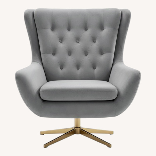 Used Pottery Barn Wells Blue Velvet Accent Chair for sale on AptDeco