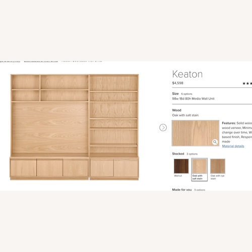 Used Room & Board Keaton 98" Oak Wall Unit Salt Stain for sale on AptDeco