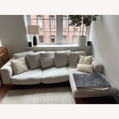 Used West Elm Newport Light Gray Fabric 2 Piece Sectional for sale on AptDeco