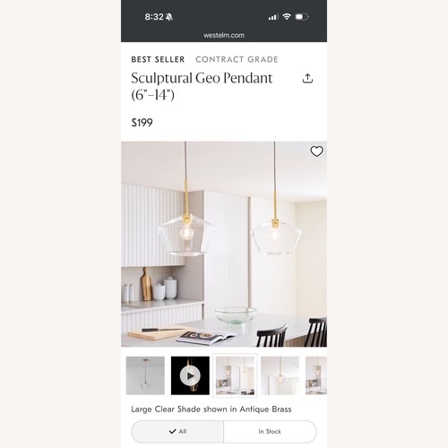Used West Elm Sculptural Glass Geo Pendant Lights for sale on AptDeco