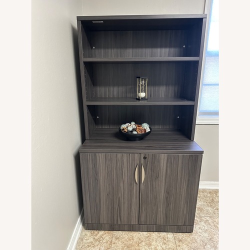 Used Dark Gray Wood Bookcase for sale on AptDeco