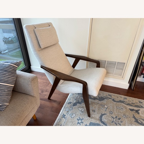 Used West Elm Contour Mid-Century Chair, Wheat Tweed for sale on AptDeco
