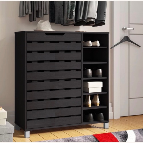 Used Wayfair 2 Door Wood 18 Pair Shoe Cabinet for sale on AptDeco
