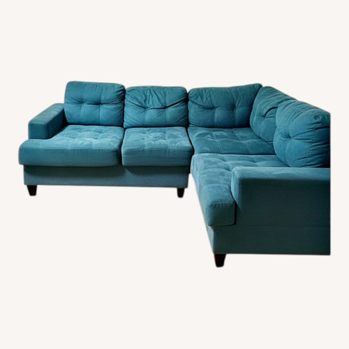 Used Blue Fabric 2 Piece Sectional for sale on AptDeco