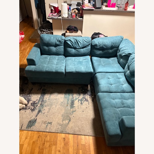 Used Blue Fabric 2 Piece Sectional for sale on AptDeco