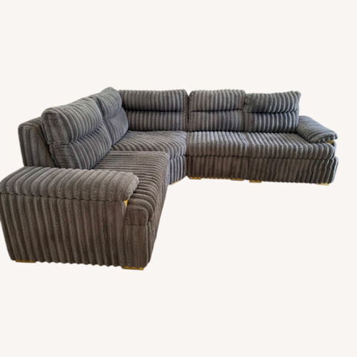 Used Grey Plush Sectional With Charging and Bluetooth  for sale on AptDeco