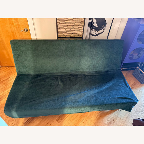 Used IKEA BEDDINGE LOVAS Green Velvet Sleeper Sofa for sale on AptDeco