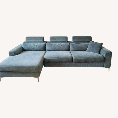 Used Large Blue Gray Sectional Sofa W Oversized Chaise for sale on AptDeco