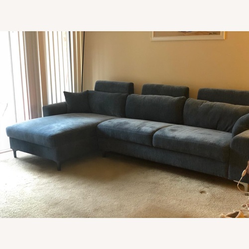 Used Large Blue Gray Sectional Sofa W Oversized Chaise for sale on AptDeco