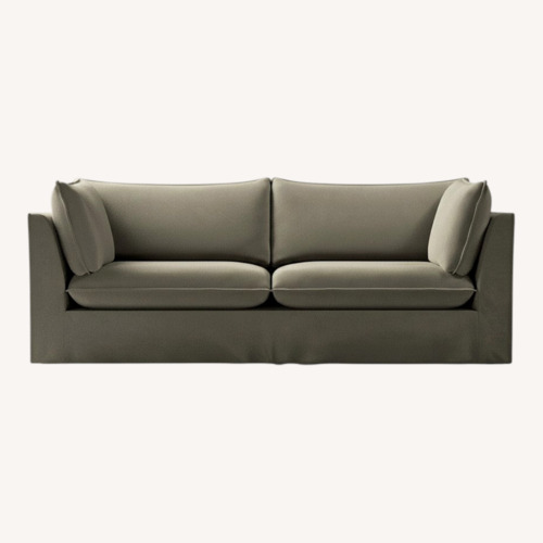 Used West Elm Green Velvet 3+ Seater Sofa for sale on AptDeco