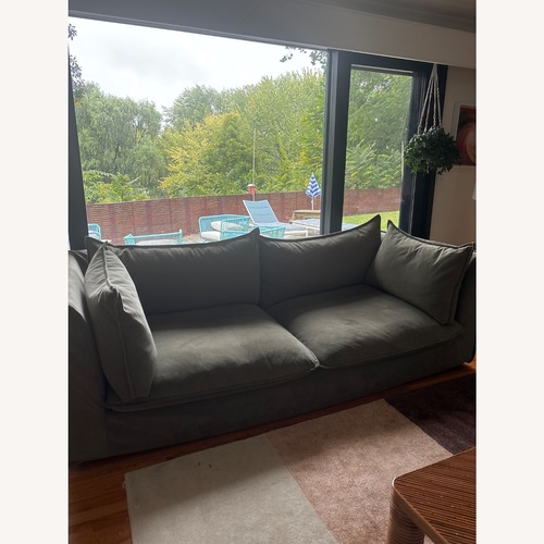 Used West Elm Green Velvet 3+ Seater Sofa for sale on AptDeco