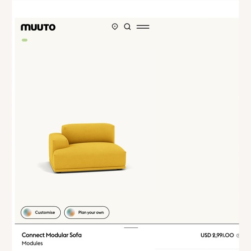 Used Muuto Yellow Wool 2 Piece Sectional for sale on AptDeco