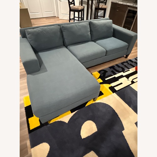 Used West Elm Blue Fabric 2 Piece Sectional for sale on AptDeco