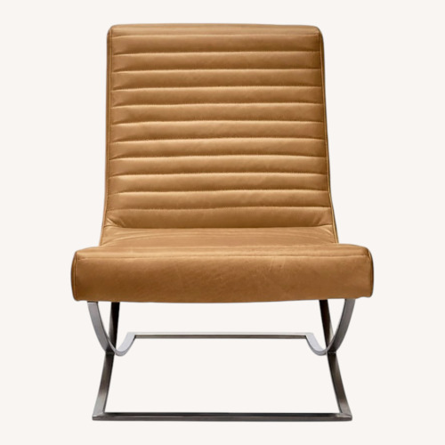 Used Crate & Barrel Cooper Channel-Tufted Leather Lounge Chair for sale on AptDeco