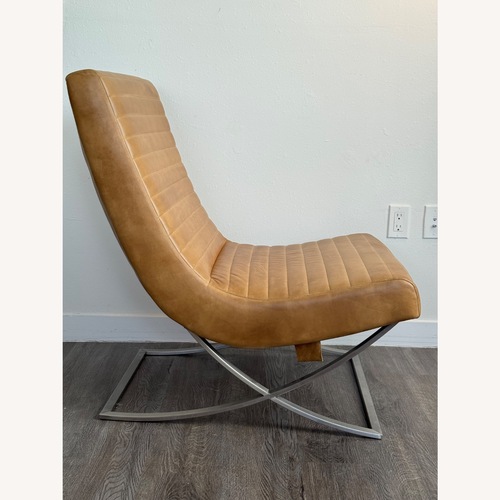 Used Crate & Barrel Cooper Channel-Tufted Leather Lounge Chair for sale on AptDeco