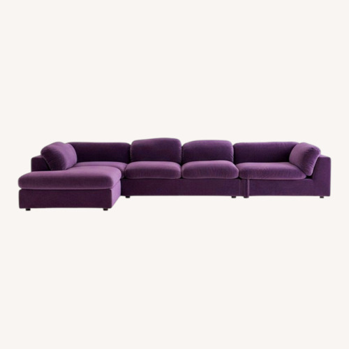 Used Luxe Modular Plum Velvet Sofa (3 Pieces) for sale on AptDeco