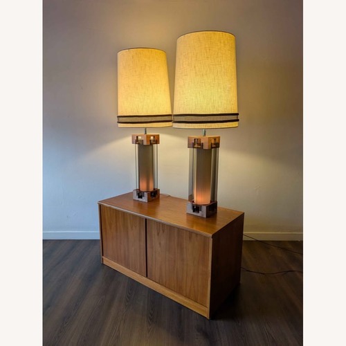 Used Nova Lighting Pair MCM Lucite & Walnut Lamps Nova of California for sale on AptDeco