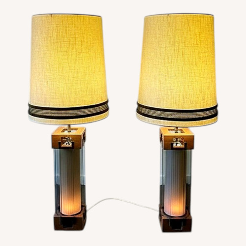 Used Nova Lighting Pair MCM Lucite & Walnut Lamps Nova of California for sale on AptDeco