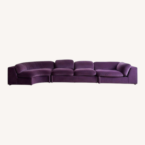 Used Reupholstered Mid Century Plum Velvet 3+ Piece Sectional Sofa for sale on AptDeco