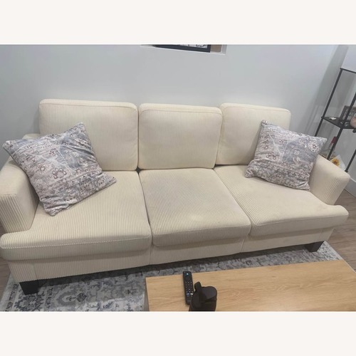 Used Amazon Cream Fabric 3-Seater Sofa for sale on AptDeco