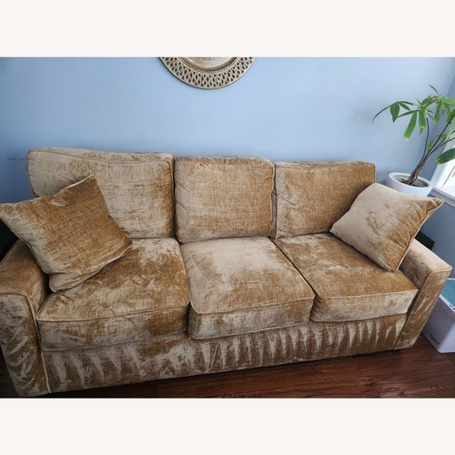 Used Gold Fabric 3+ Seater Sofa for sale on AptDeco