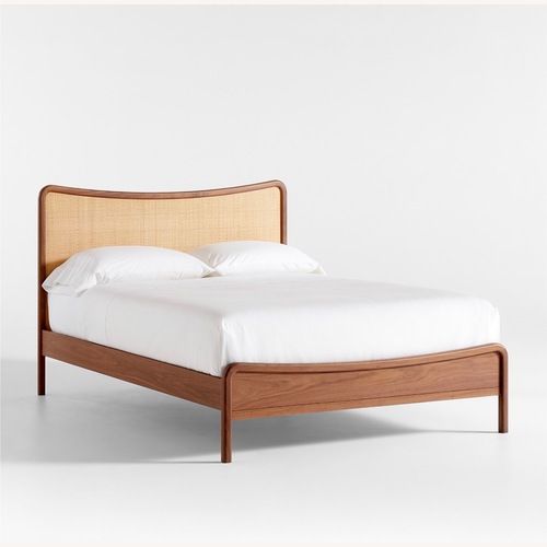Used Crate & Barrel Solid Wood Ratan Bed Full for sale on AptDeco