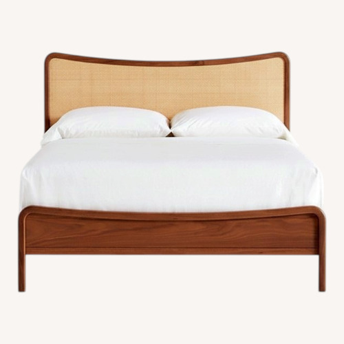 Used Crate & Barrel Solid Wood Ratan Bed Full for sale on AptDeco