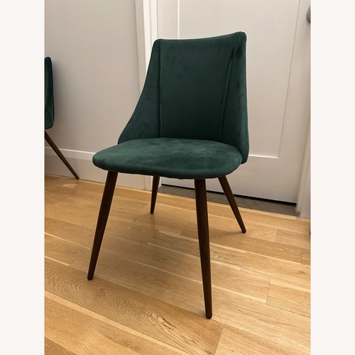 Used Set of 4 Green Dining Chair Velvet Like Fabric for sale on AptDeco