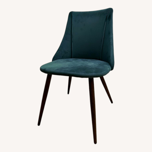 Used Set of 4 Green Dining Chair Velvet Like Fabric for sale on AptDeco