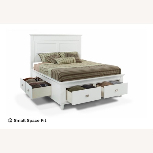 Used Bob's Discount White Wood Queen Storage Bed for sale on AptDeco