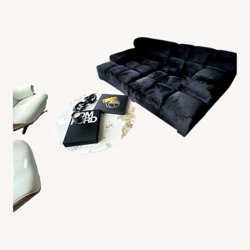 Used Black Velvet 2 Piece Sectional Sofa for sale on AptDeco