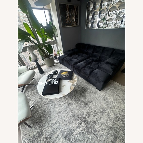 Used Black Velvet 2 Piece Sectional Sofa for sale on AptDeco