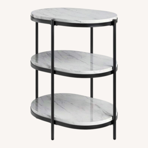 Used Rejuvenation Side Tables x2 White Marble for sale on AptDeco