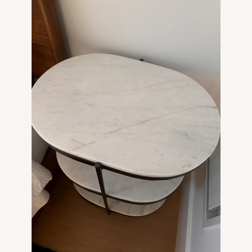Used Rejuvenation Side Tables x2 White Marble for sale on AptDeco