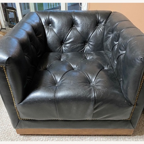 Used Black Leather Swivel Chair for sale on AptDeco